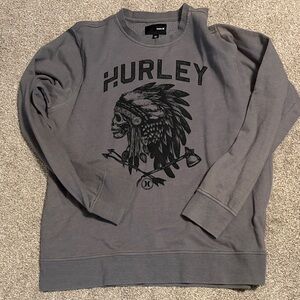 Hurley Gray Crewneck Sweatshirt with Black Graphic